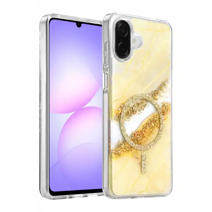 Onegif Samsung Galaxy A07 4g Lotus Simli Magsafe Kapak - Gümüş