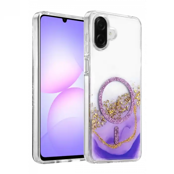 Onegif Samsung Galaxy A07 4g Lotus Simli Magsafe Kapak - Mor