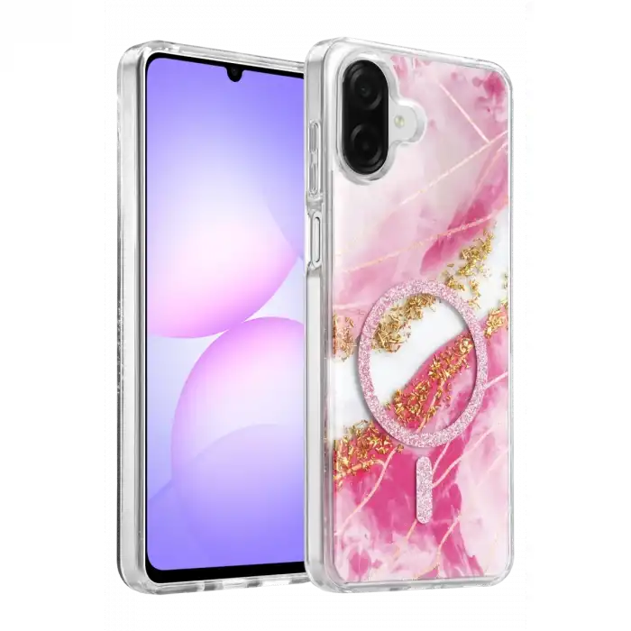 Onegif Samsung Galaxy A07 4g Lotus Simli Magsafe Kapak - Pembe