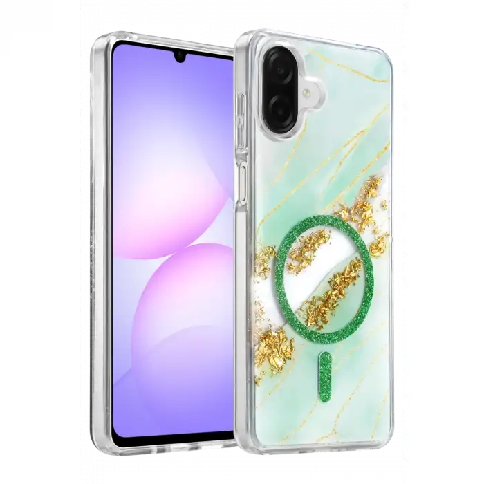 Onegif Samsung Galaxy A07 4g Lotus Simli Magsafe Kapak - Yeşil