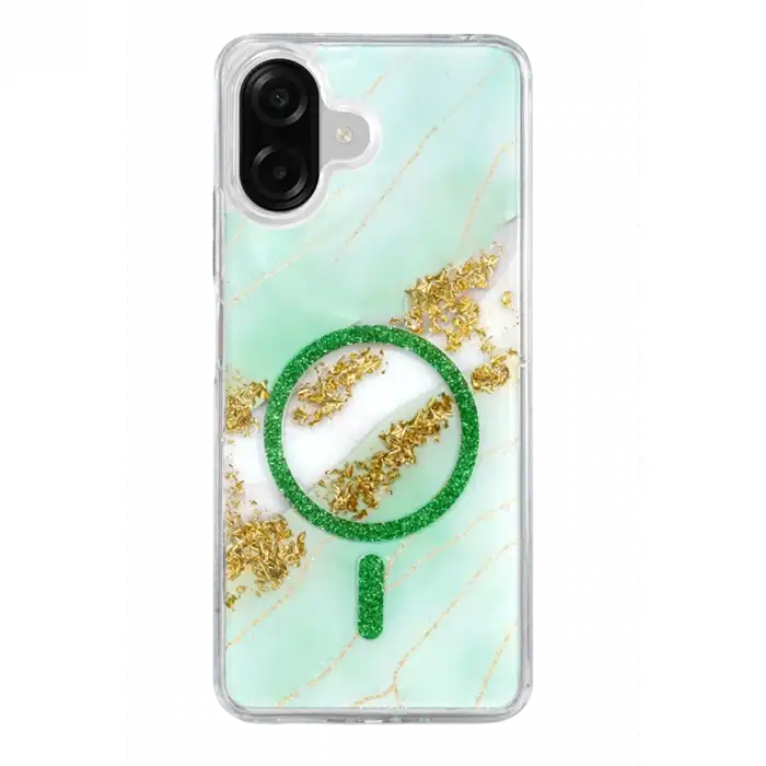 Onegif Samsung Galaxy A07 4g Lotus Simli Magsafe Kapak - Yeşil