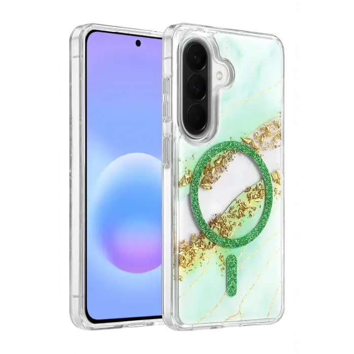 Onegif Samsung Galaxy A37 5g Lotus Simli Magsafe Kapak - Yeşil