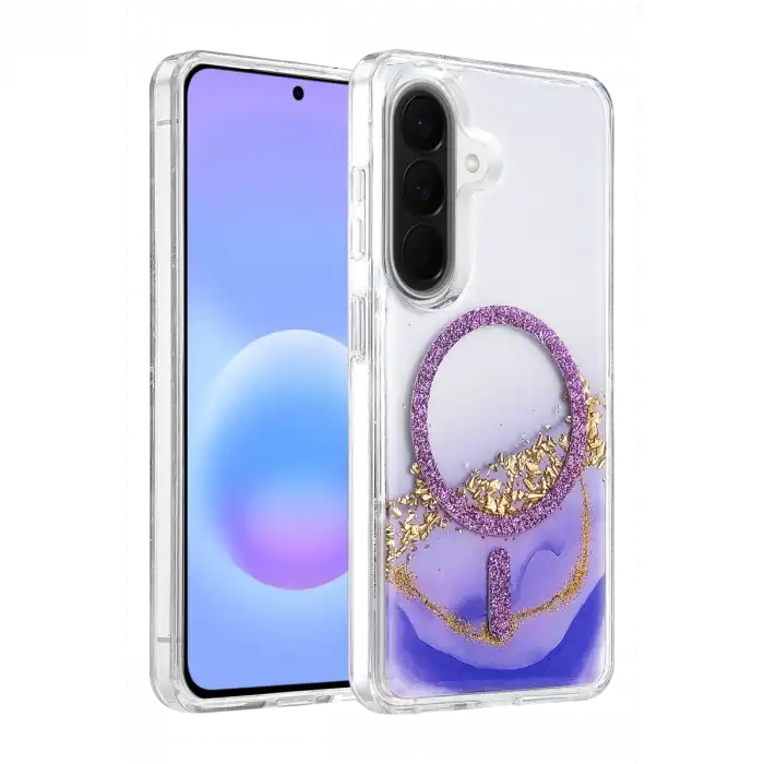 Onegif Samsung Galaxy A57 5g Lotus Simli Magsafe Kapak - Mor