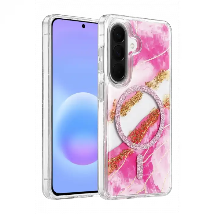 Onegif Samsung Galaxy A57 5g Lotus Simli Magsafe Kapak - Pembe