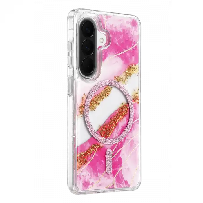 Onegif Samsung Galaxy A57 5g Lotus Simli Magsafe Kapak - Pembe