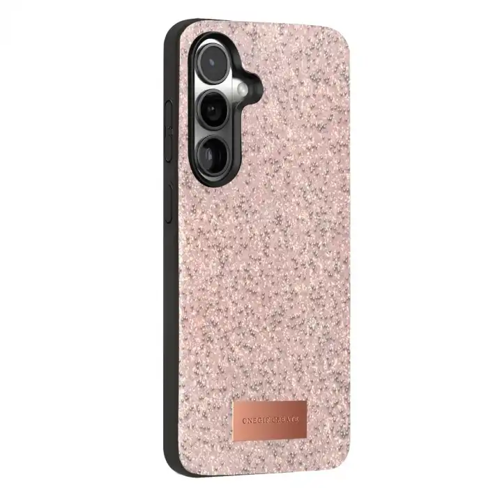 Onegif Samsung Galaxy S24 Bright Simli Kapak - Pembe
