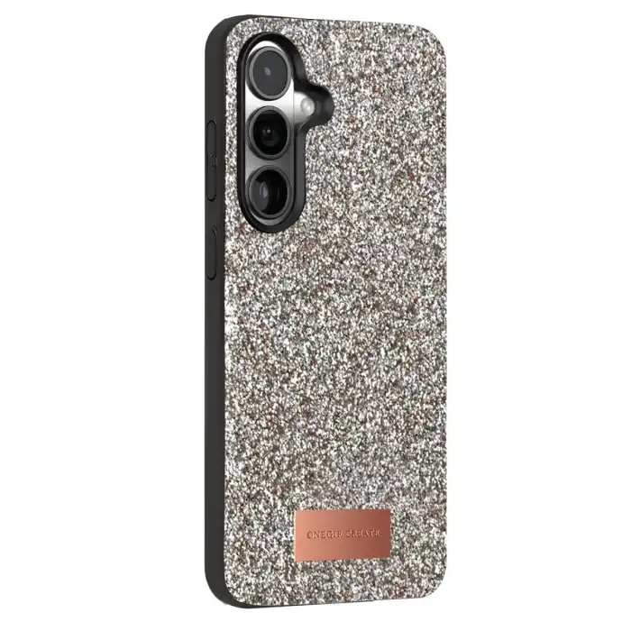 Onegif Samsung Galaxy S25 Bright Simli Kapak - Gümüş
