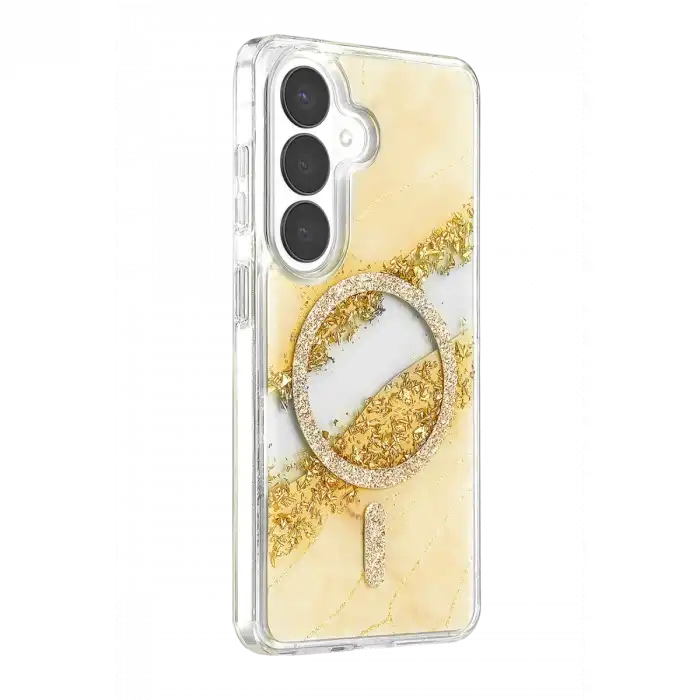 Onegif Samsung Galaxy S26 Lotus Simli Magsafe Kapak - Gümüş