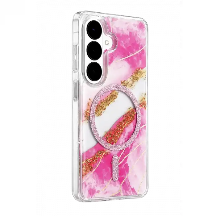 Onegif Samsung Galaxy S26 Lotus Simli Magsafe Kapak - Pembe