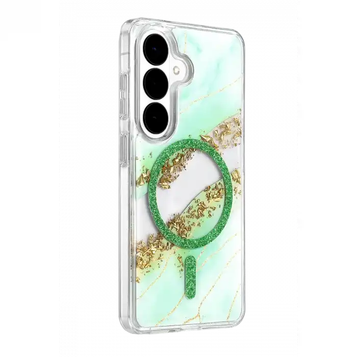 Onegif Samsung Galaxy S26 Lotus Simli Magsafe Kapak - Yeşil
