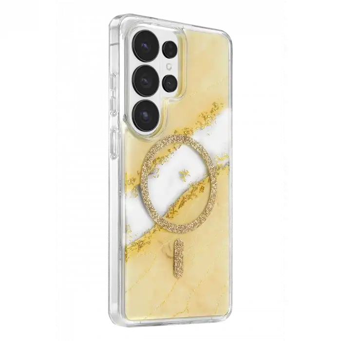 Onegif Samsung Galaxy S26 Ultra Lotus Simli Magsafe Kapak - Gümüş