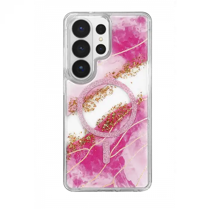 Onegif Samsung Galaxy S26 Ultra Lotus Simli Magsafe Kapak - Pembe