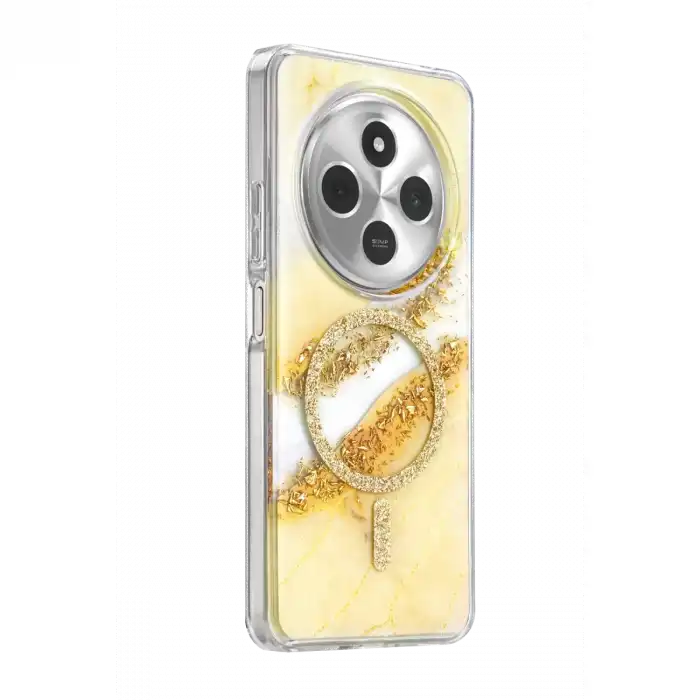 Onegif Xiaomi Redmi 14c Lotus Simli Magsafe Kapak - Gümüş