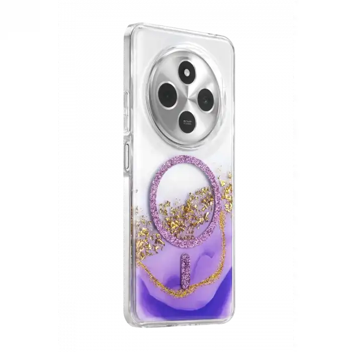 Onegif Xiaomi Redmi 14c Lotus Simli Magsafe Kapak - Mor