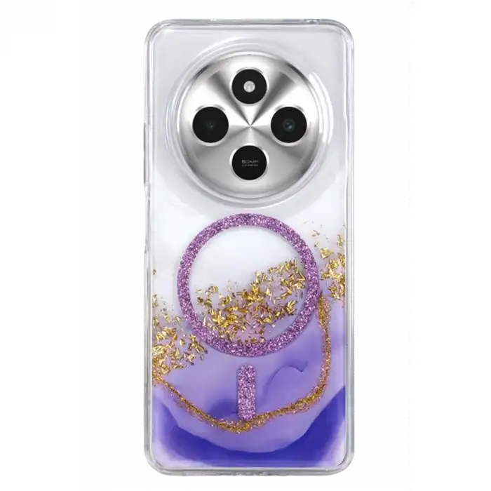 Onegif Xiaomi Redmi 14c Lotus Simli Magsafe Kapak - Mor