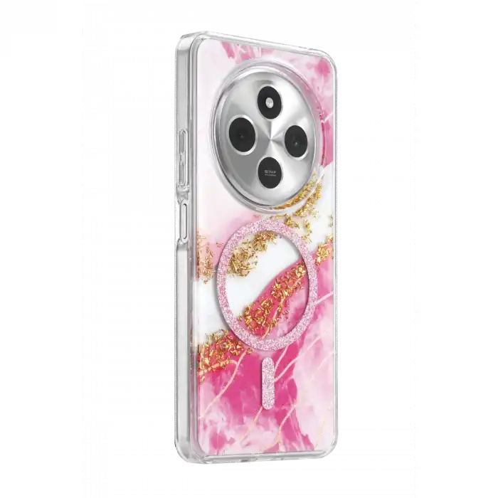 Onegif Xiaomi Redmi 14c Lotus Simli Magsafe Kapak - Pembe