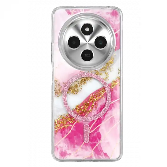 Onegif Xiaomi Redmi 14c Lotus Simli Magsafe Kapak - Pembe