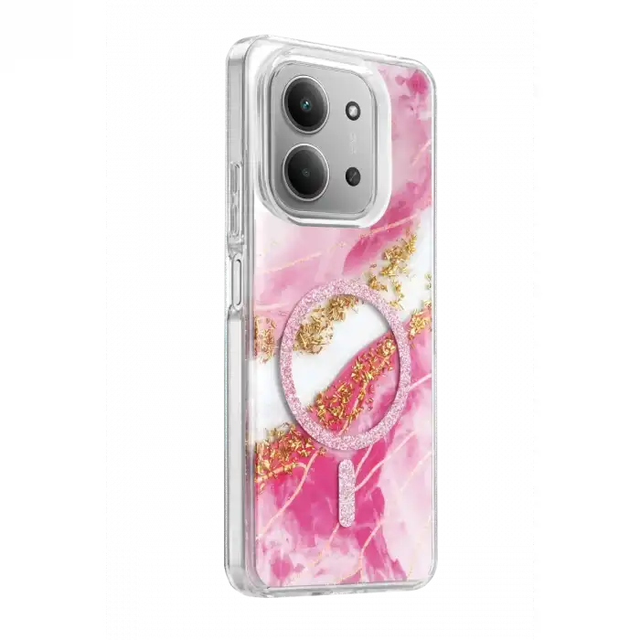 Onegif Xiaomi Redmi 15c 4g Lotus Simli Magsafe Kapak - Pembe