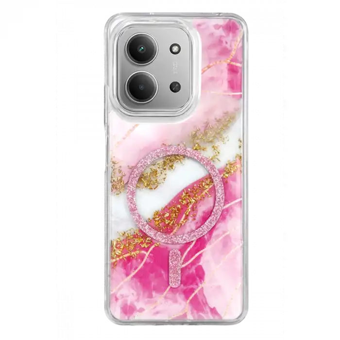Onegif Xiaomi Redmi 15c 4g Lotus Simli Magsafe Kapak - Pembe