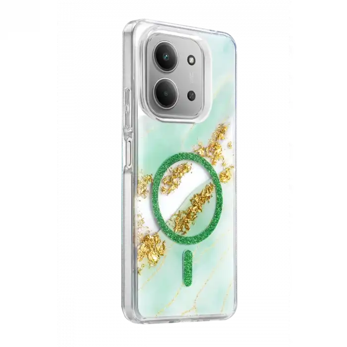Onegif Xiaomi Redmi 15c 4g Lotus Simli Magsafe Kapak - Yeşil