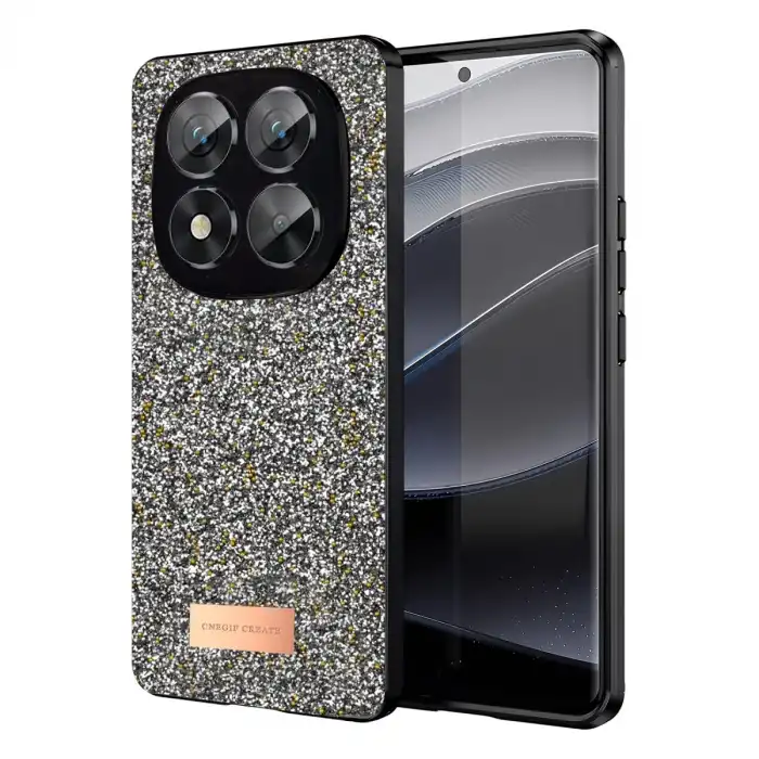 Onegif Xiaomi Redmi Note 14 Pro 5g Bright Simli Kapak - Gümüş