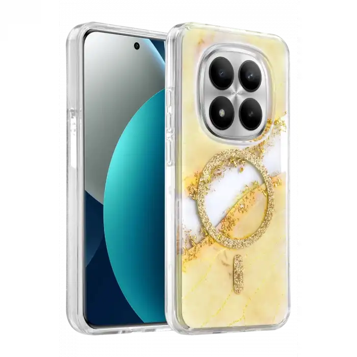 Onegif Xiaomi Redmi Note 15 4g Lotus Simli Magsafe Kapak - Gümüş
