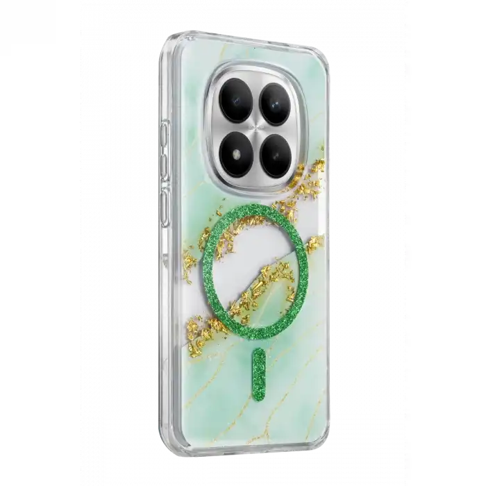 Onegif Xiaomi Redmi Note 15 4g Lotus Simli Magsafe Kapak - Yeşil