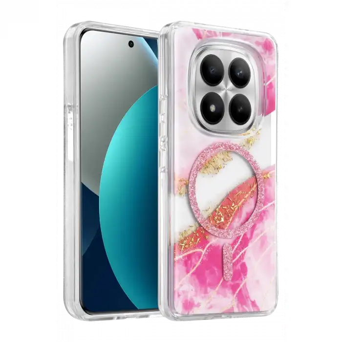 Onegif Xiaomi Redmi Note 15 Pro 4g Lotus Simli Magsafe Kapak - Pembe