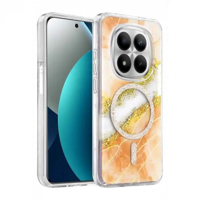 Onegif Xiaomi Redmi Note 15 Pro 5g Lotus Simli Magsafe Kapak - Turuncu