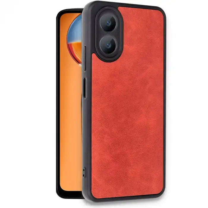 Oppo A38 Kılıf Aras Deri Kapak - Kırmızı