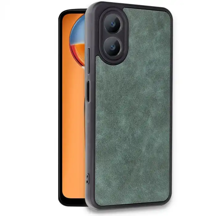 Oppo A38 Kılıf Aras Deri Kapak - Koyu Yeşil