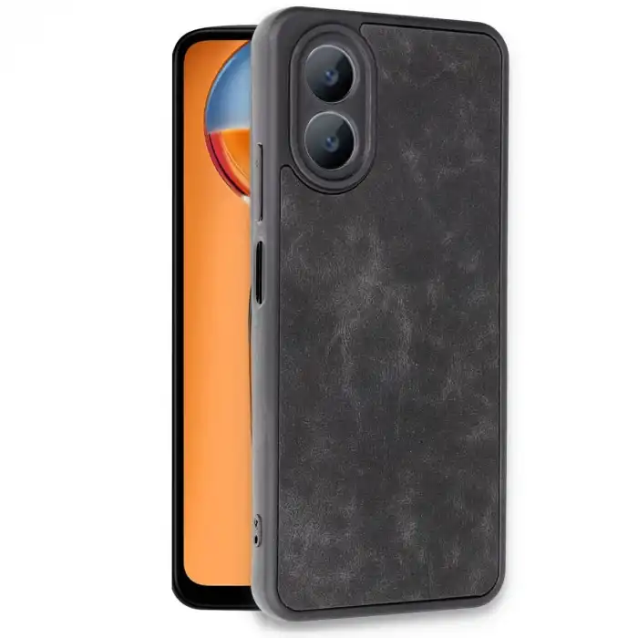Oppo A38 Kılıf Aras Deri Kapak - Siyah