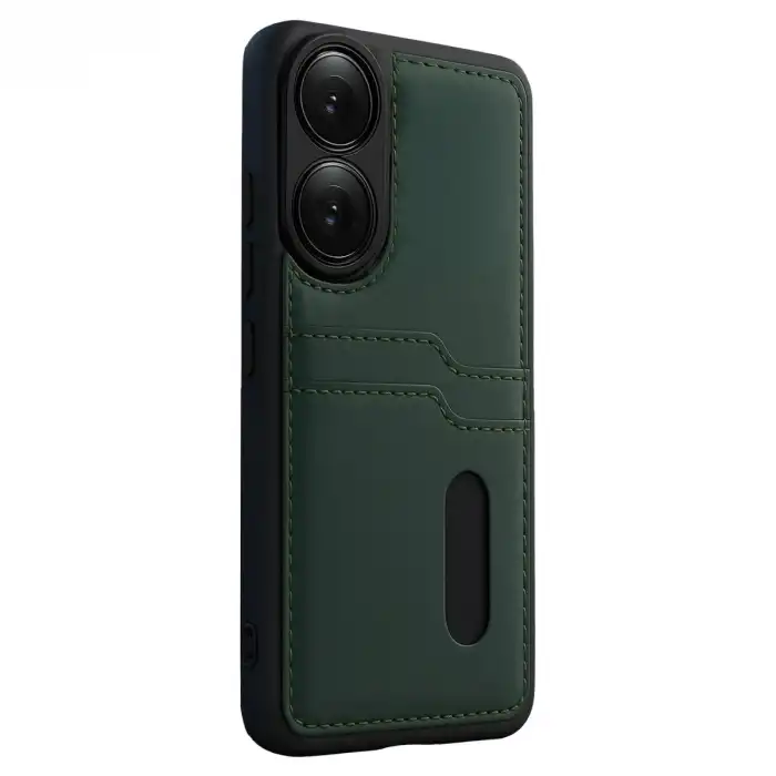Oppo A38 Sara Kartvizitli Deri Kılıf - Yeşil
