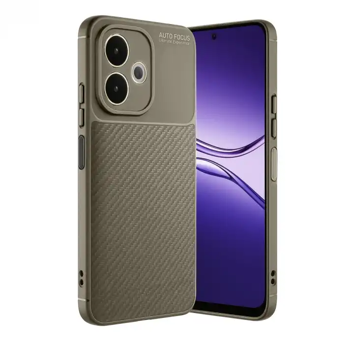 Oppo A5 Pro 4g Kılıf Auto Focus Karbon Kapak - Kahverengi