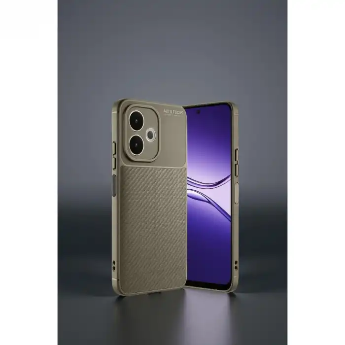 Oppo A5 Pro 4g Kılıf Auto Focus Karbon Kapak - Kahverengi