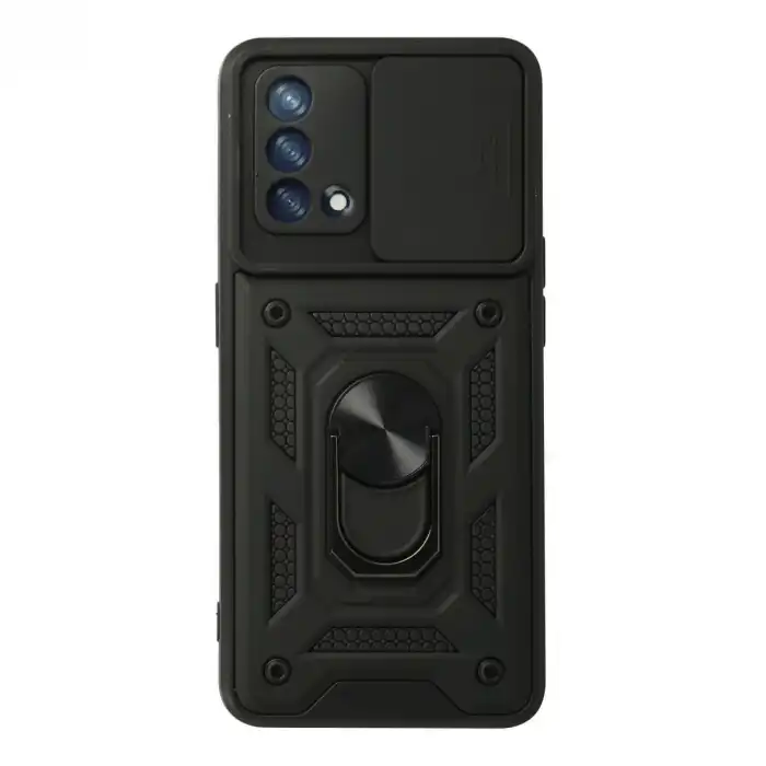 Oppo A74 4g Kılıf Pars Lens Yüzüklü Silikon - Siyah
