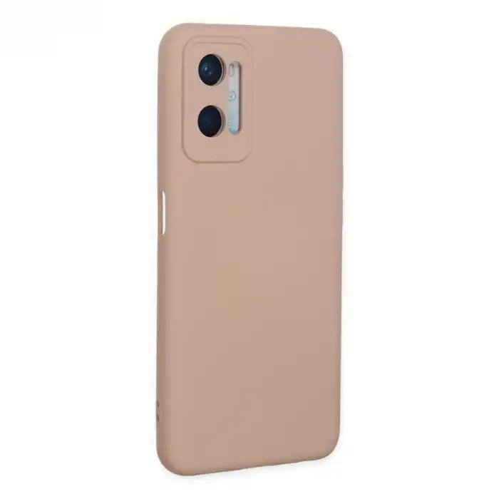 Oppo A96 Kılıf Nano İçi Kadife Silikon - Pudra