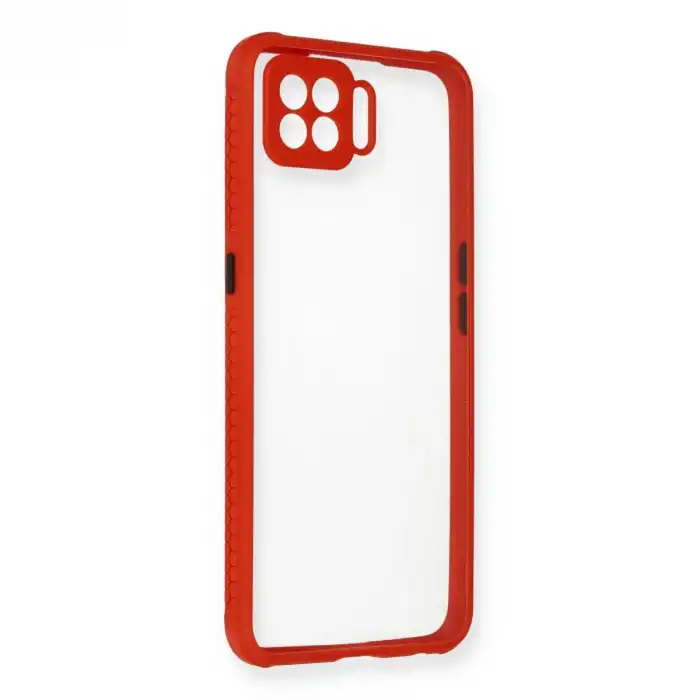 Oppo Reno 4 Lite Kılıf Miami Şeffaf Silikon - Kırmızı