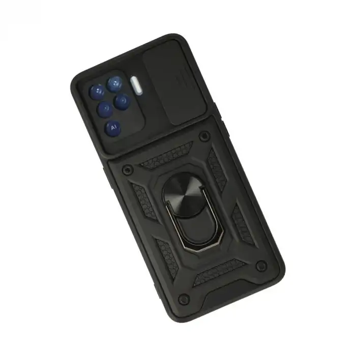Oppo Reno 5 Lite Kılıf Pars Lens Yüzüklü Silikon - Siyah