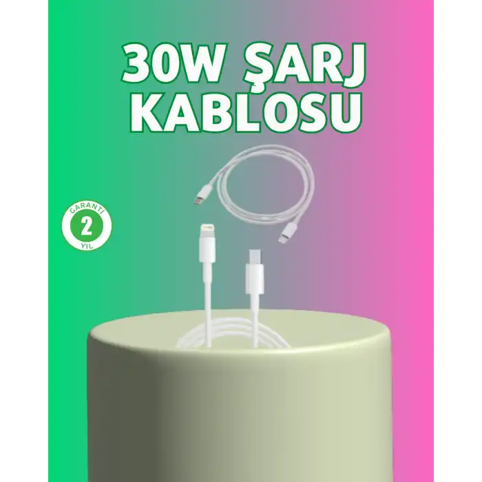 Orijinal Kalite 30W Type-C Lightning Hızlı Şarj Kablosu – 1.2m Dayanıklı