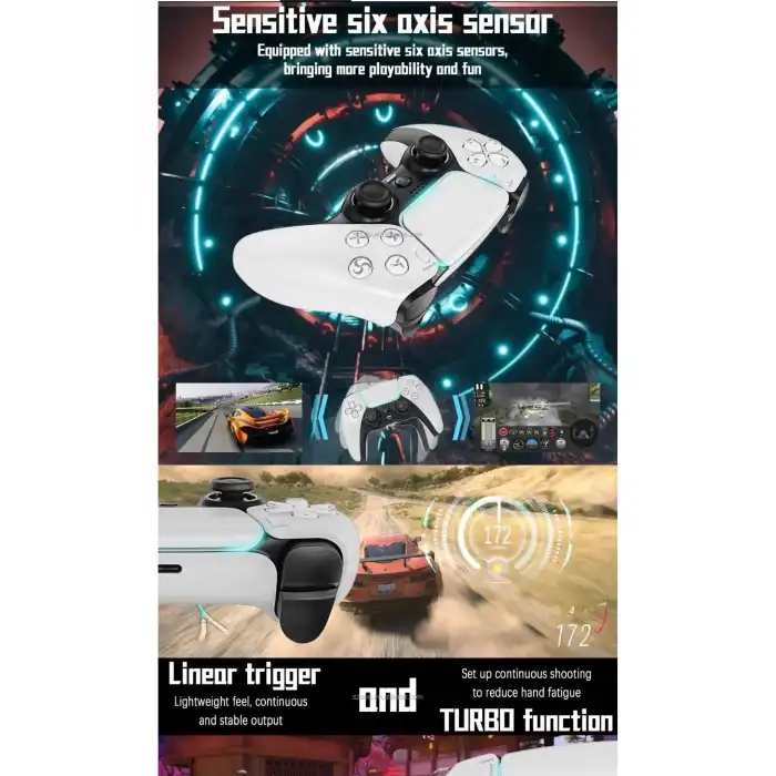 P4 Plus Bluetooth Titreşimli Ps4/ps5 Uyumlu Pc Telefon Joystick Kablosuz Oyun Kolu