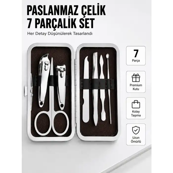 Paslanmaz Çelik Kişisel Bakım Seti – 7 Parça