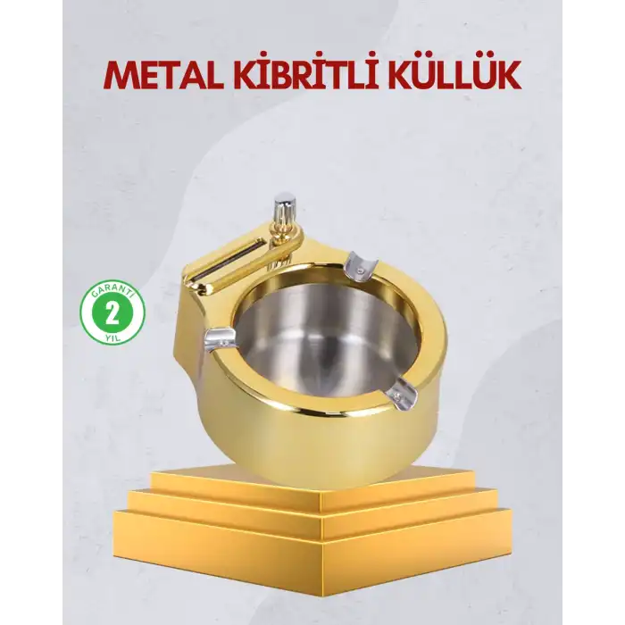 Paslanmaz Çelik Küllük Çakmaklı Masa Üstü Kullanım