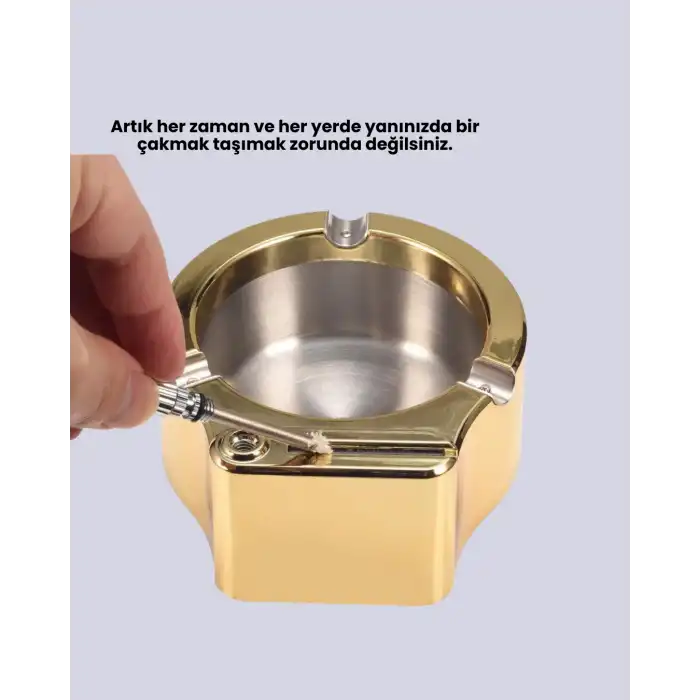 Paslanmaz Çelik Küllük Çakmaklı Masa Üstü Kullanım