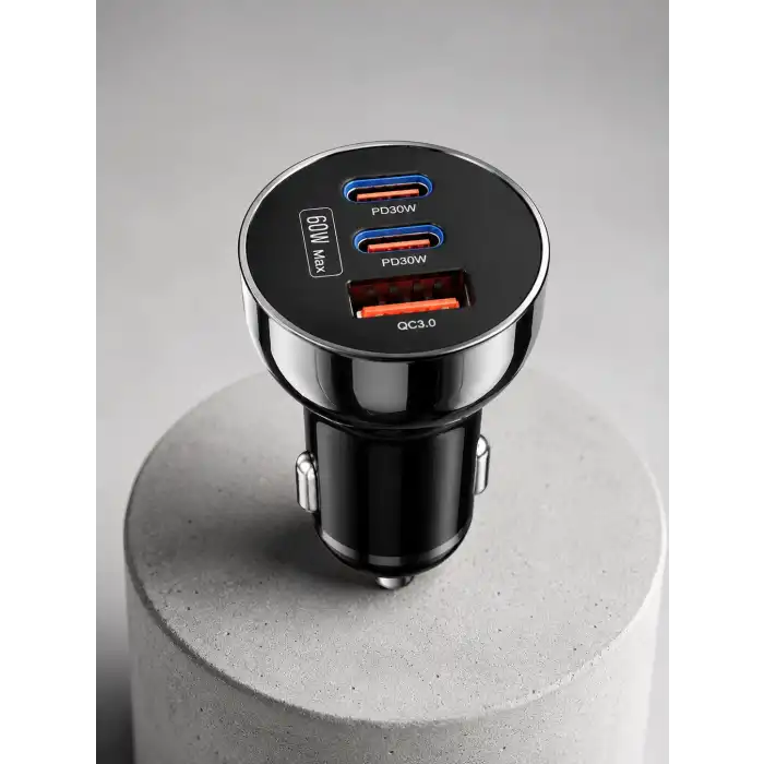 PD 30W Çift USB-C Araç Şarj Cihazı 60W Hızlı Şarj Adaptörü