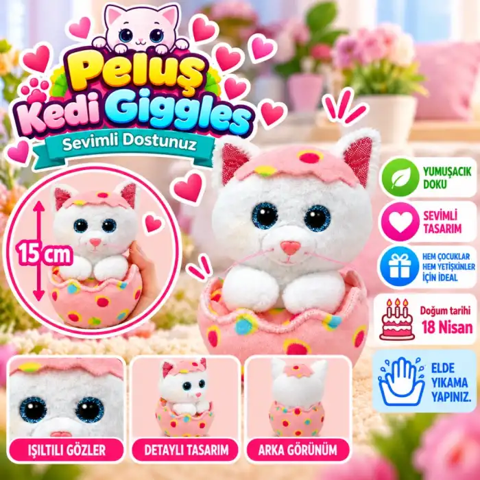 Peluş Kedi Giggles 15 cm