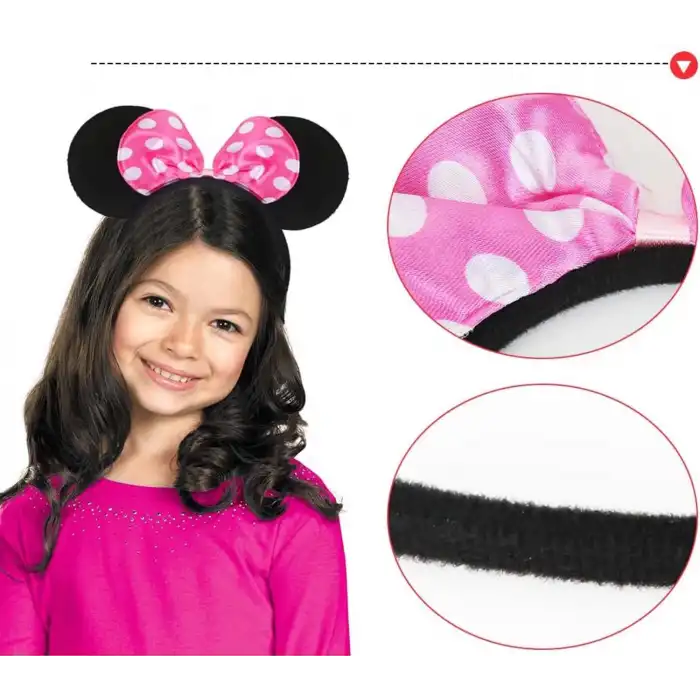 Pembe Fiyonklu Minnie Mouse Tacı Mini Kulak