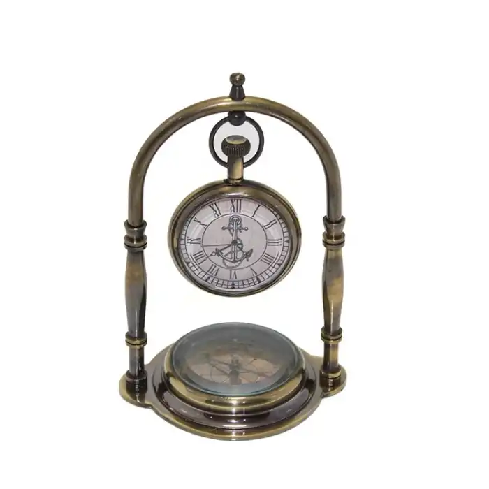 Pirinç Masa Üstü Pusulalı Saat 15224