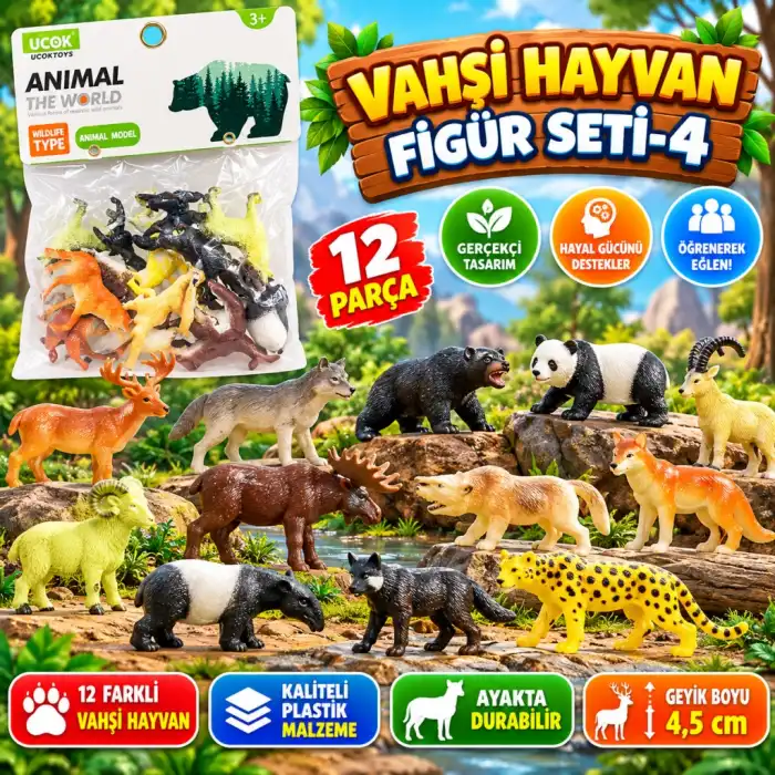 Poşette 12 li Vahşi Hayvan Figür Seti-4