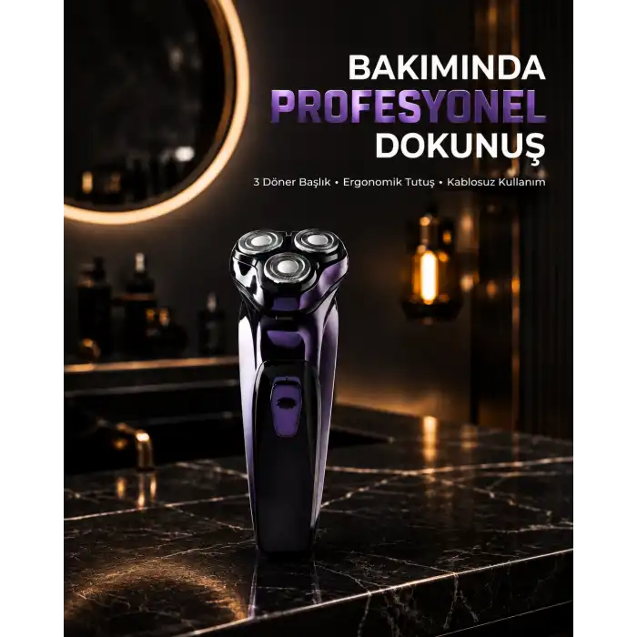 Profesyonel Şarjlı Tıraş Makinesi Ayarlanabilir Başlıklı Kablosuz